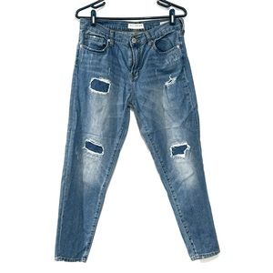 Bullhead Jeans Juniors Size 9 Blue Boyfriend Distressed Ankle Mid Rise Pants